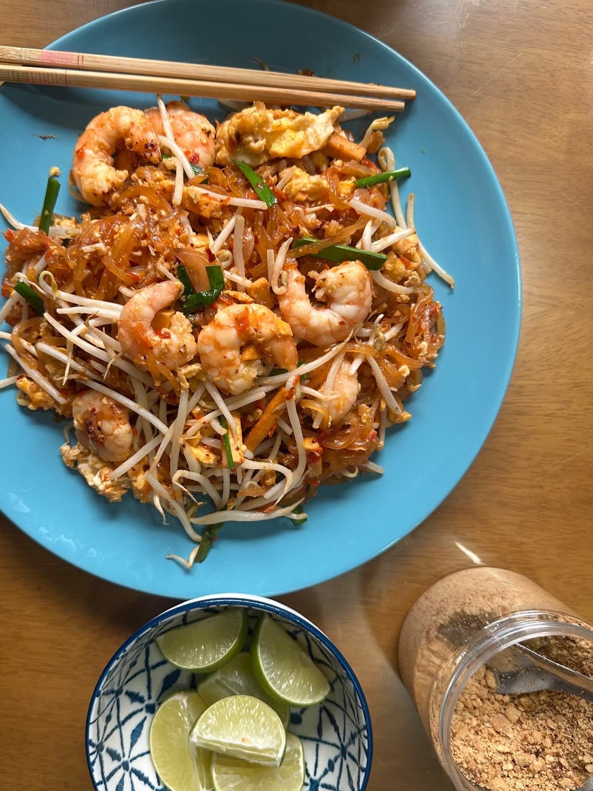 A plate of homemade Pad Thai