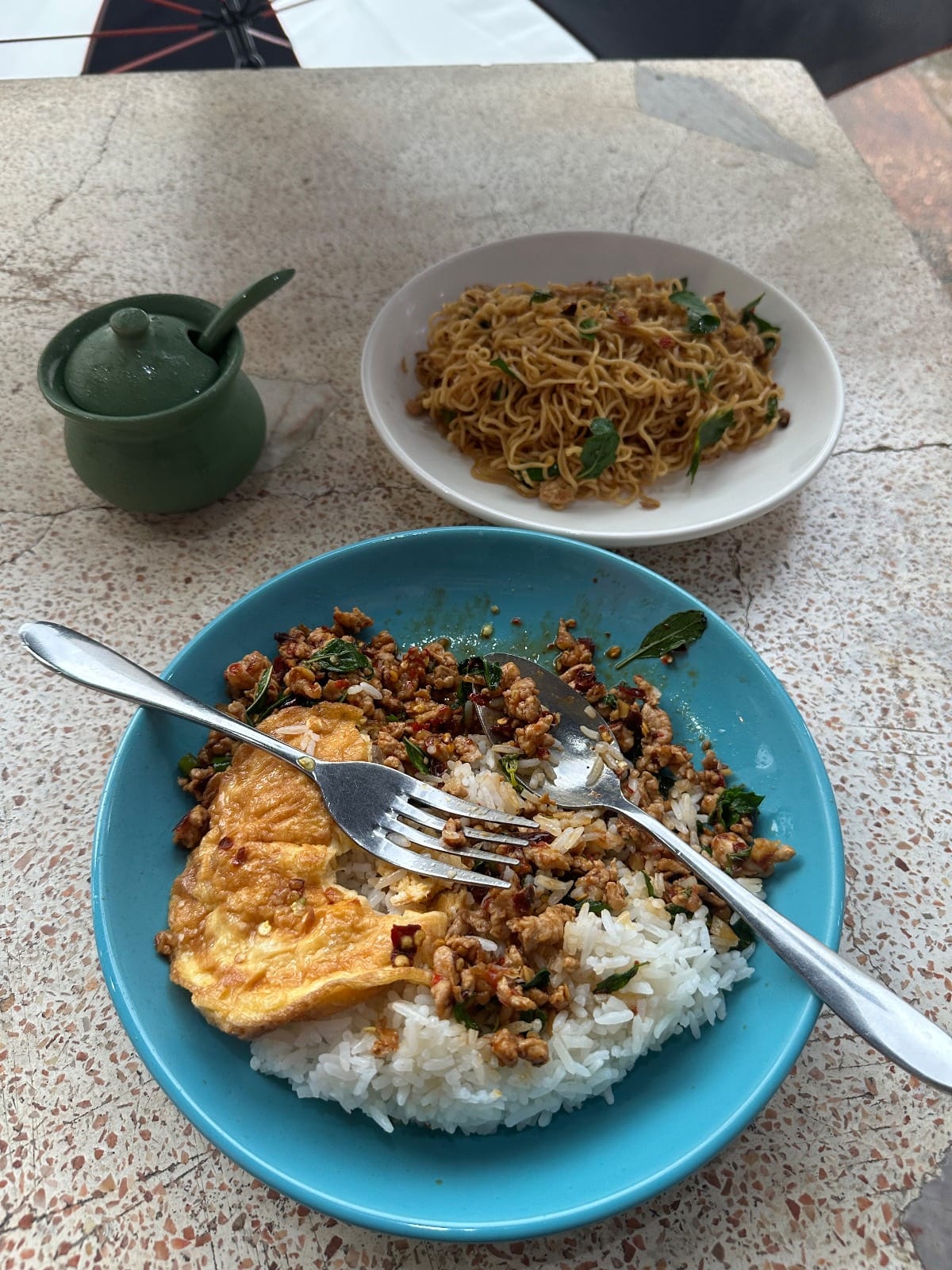 Krapao with mama noodles