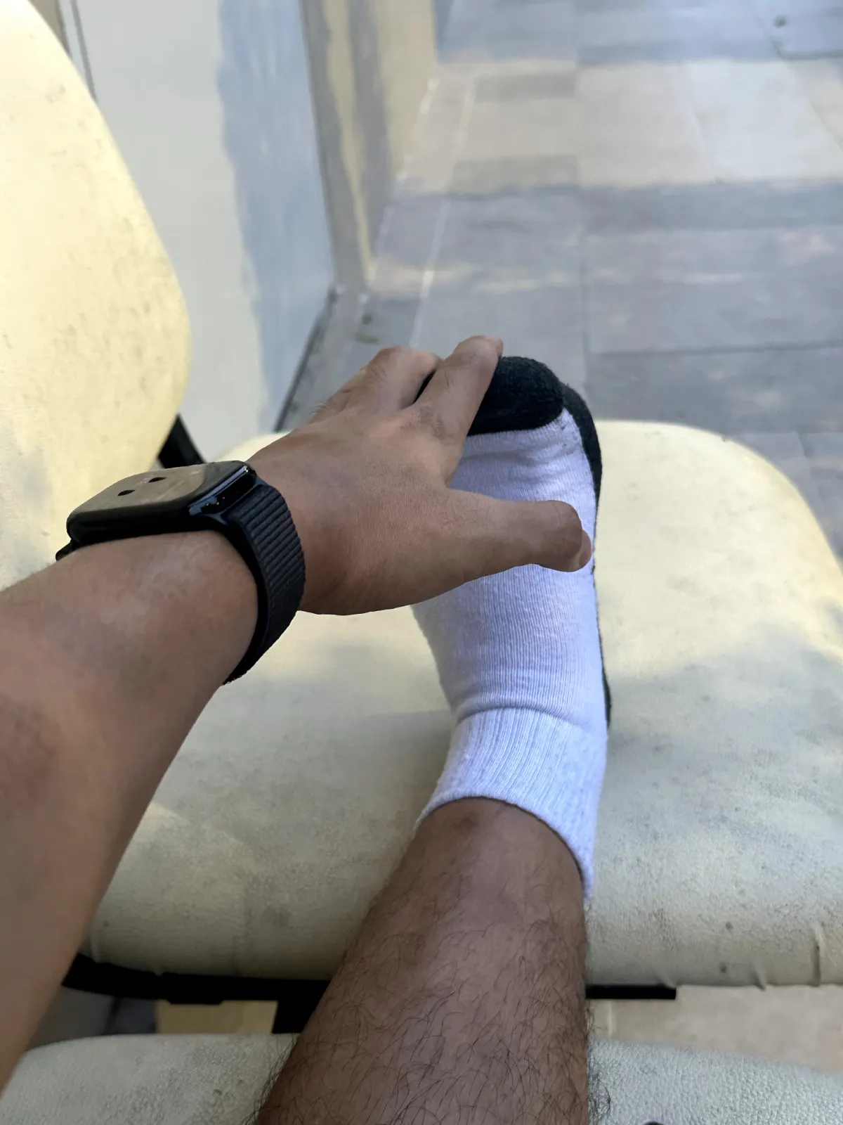 stretching my left foot